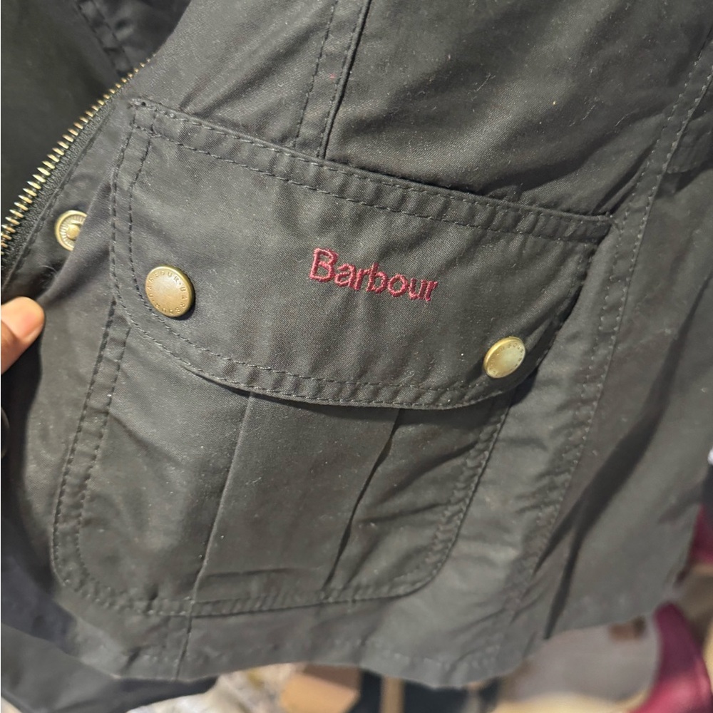 Barbour Black Utility Jacket with Patterned Lining - image 4